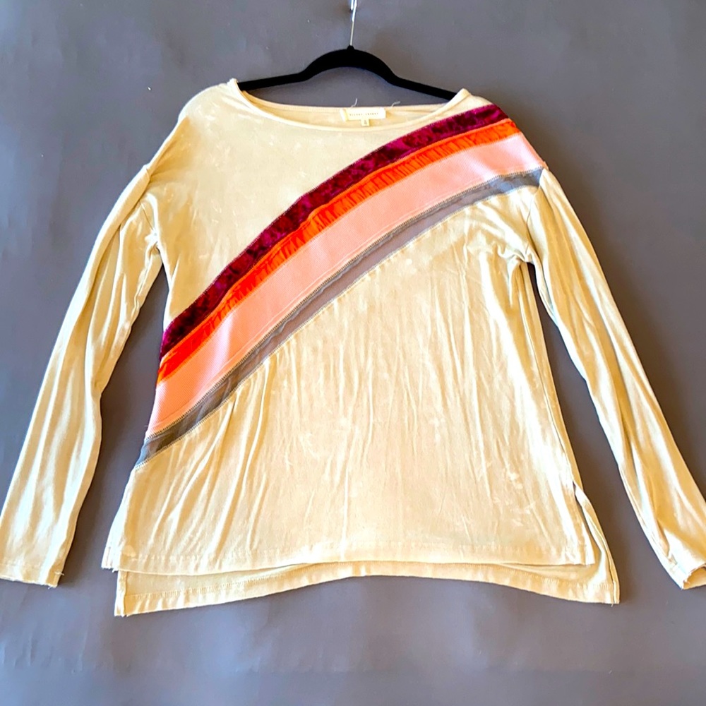 Gilded Intent bleached oversized long sleeve velvet accent